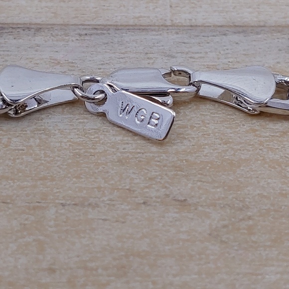 WGB White Gold Bond Silver Chain Bracelet - Picture 6 of 8